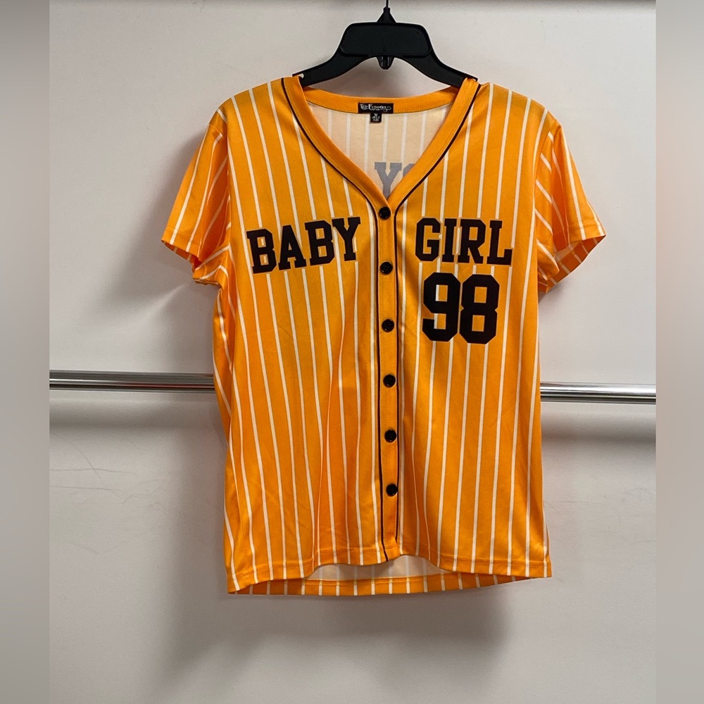Plus Size Baby Girl Mesh Baseball Short Sleeve Tee